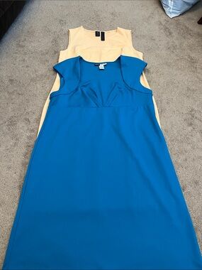 Sleeveless Cream & Turquoise Stretchy Dresses women’s L